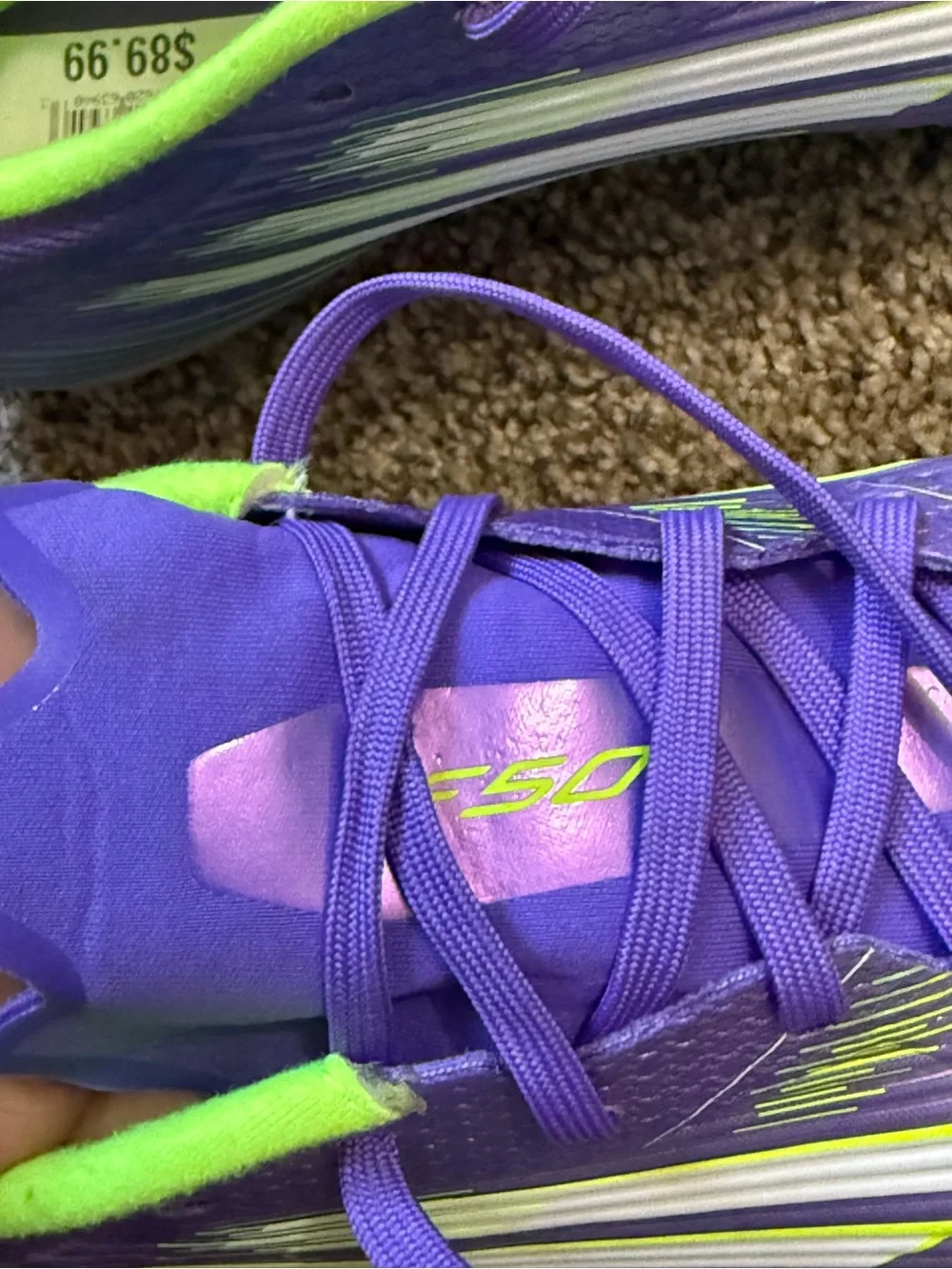 adidas Men’s Purple & Neon Green Athletic Shoes f50 soccer shoes